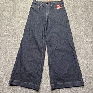 SPANX Jeans Women XL Petite (31x31) Blue Wide Leg Raw Indigo Pull-on NEW w/ Tag
